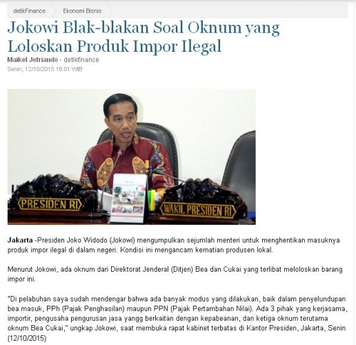 Jokowi akan memberantas barang impor borongan ilegal
